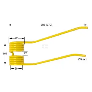 Fjeder højre gul 66830000 385 x 104 mm