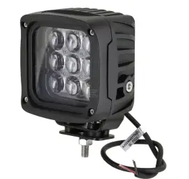 LED arbejdslygte, 45 W, 4050 lm, firkantet, 12/24 V, bl&aring;, 126x151x95 mm Deutsch-stik, Spot, 9 LED'er